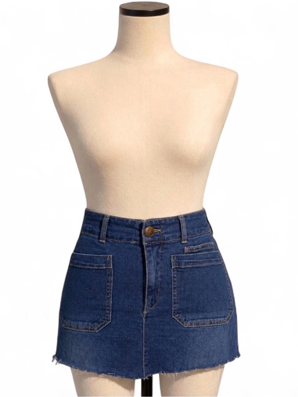 one 5 one Dark Blue Denim Mini Skirt